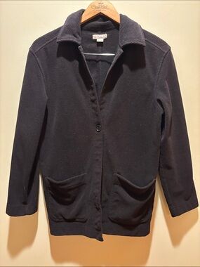 J Crew Women's Black Casual Button-Front soft Jacket